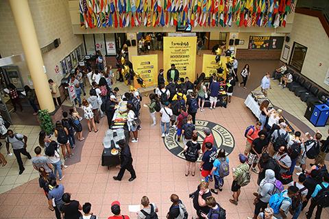 Students in Campus Center gathering